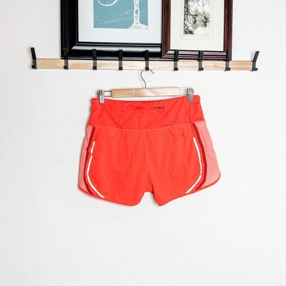 Athleta Bright Orange Running Shorts w/Back Zip Pocket & Reflective Trim Size M - Picture 3 of 9